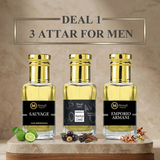 Moradi pack of 3 attars for men long lasting perfume oils